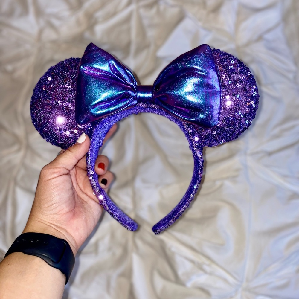 Purple Sequin Mouse Ears Headband